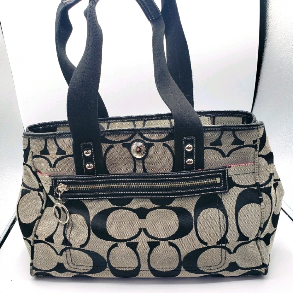 Coach canvas bag with pink lining